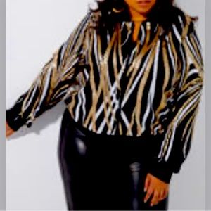 SEQUINED MESH BOMBER JACKET